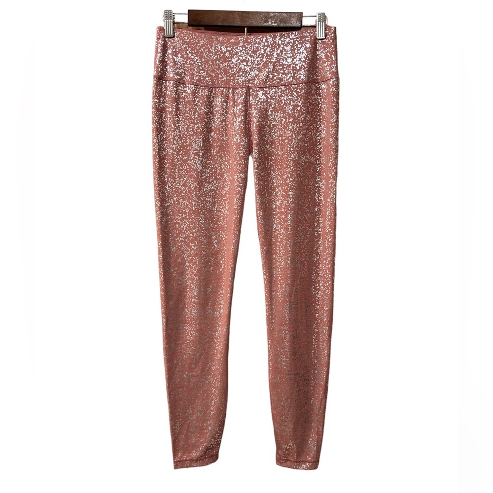 Sweaty Betty Goddess Foil Disco Pink Metallic Full Length Leggings - Picture 5 of 10
